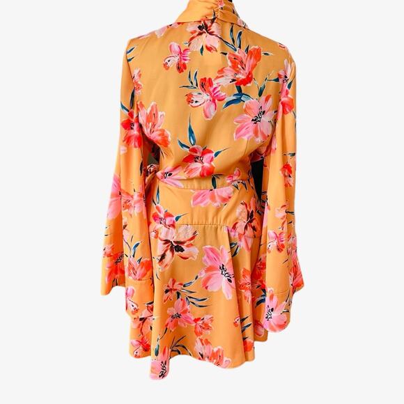 Significant Other x Revolve Zoe Hibiscus Floral Satin Wrap Dress | Vacation 6 - Picture 12 of 15